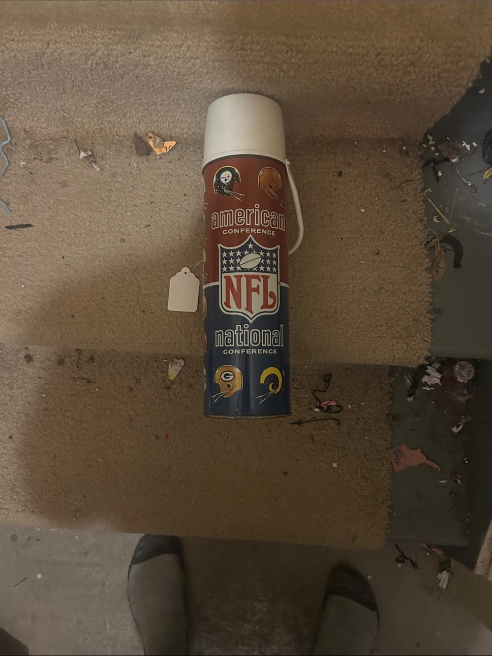NFL Branded Red and Blue Thermos Bottle vintage 1970s